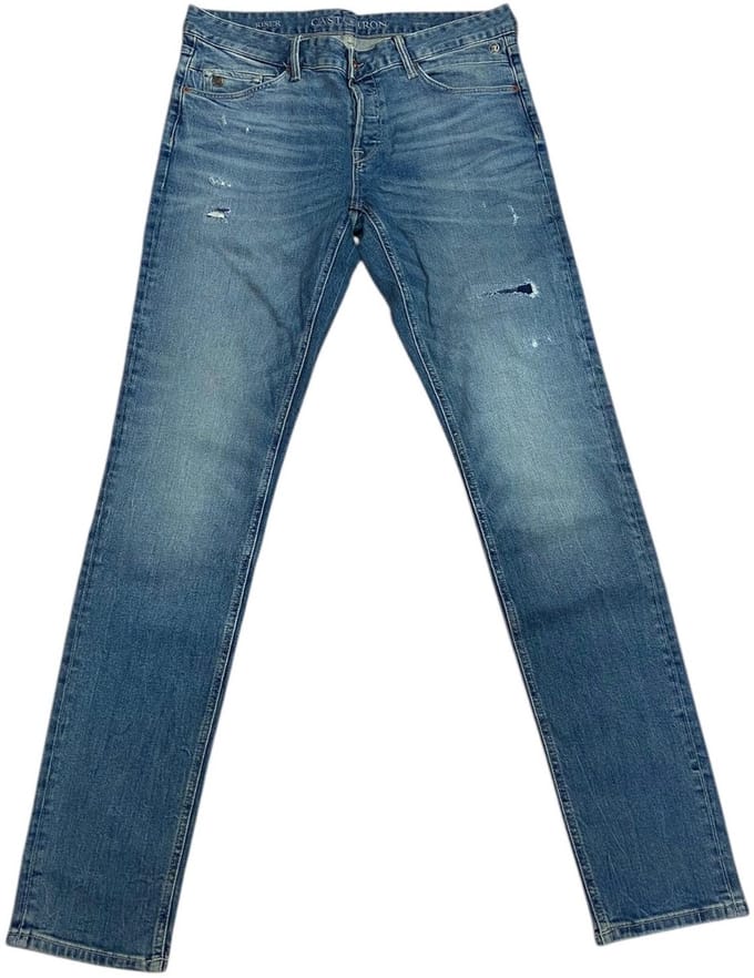 Cast Iron - RISER SLIM SOF- Mannen - Wit/Blauw - Maat W35 X L36