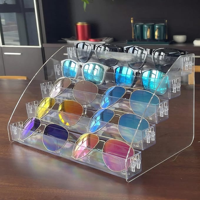 Acryl Zonnebril Organizer - 10 Stuk Brillen Display Case met 5 Tiers