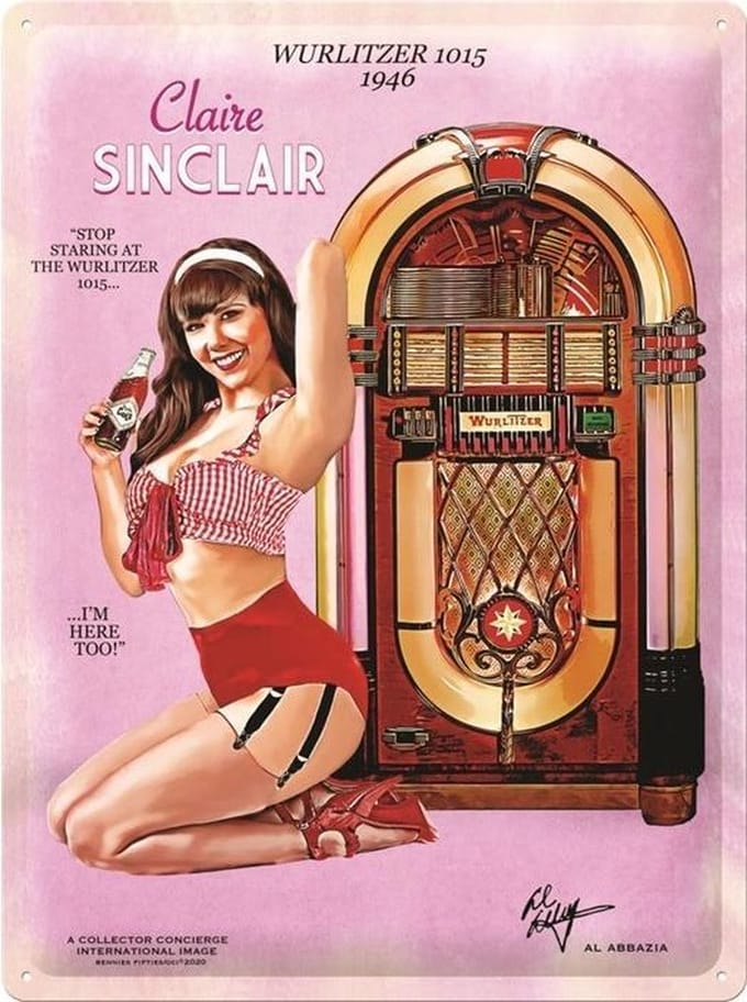Wandbord - Jukebox Wurlitzer 1015 - 1946 Claire Sinclair