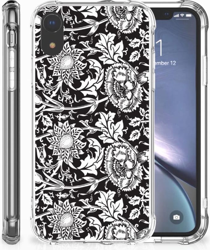 Apple iPhone Xr Case Black Flowers