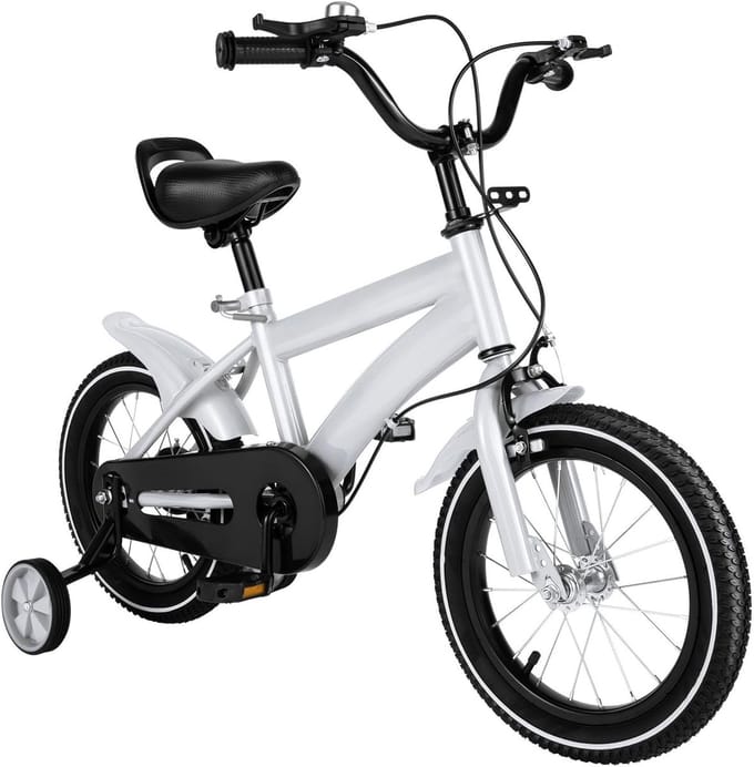 Kinderfiets - Loopfiets - Eerste fietservaring - Met zijwieltjes - 14 inch - Wit