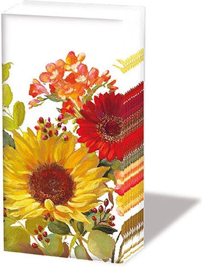 Ambiente - 6 Pakjes zakdoeken - Sunny Flowers Cream