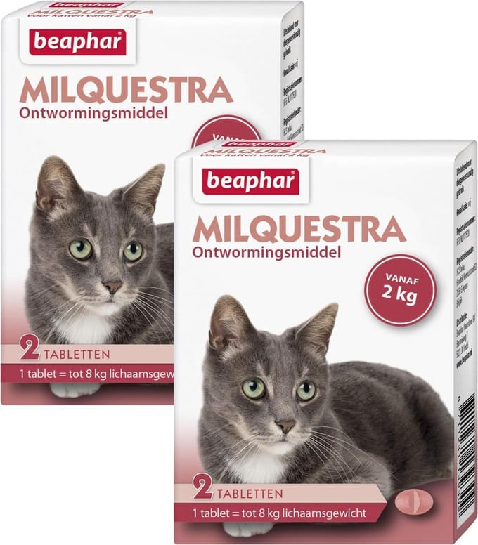 Beaphar Milquestra Kat - Anti wormenmiddel - 2 x 2 tab 2 Tot 12 Kg