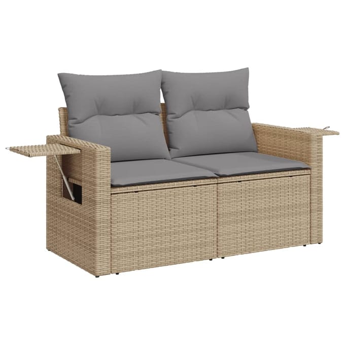 vidaXL - 11-delige - Tuinset - met - kussens - poly - rattan - beige