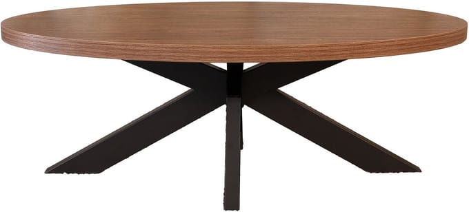 Salontafel ovaal bruin melamine 130cm Denzel ovale bijzettafel side table