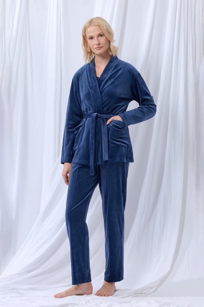 Lords & Lilies huispak 3-delig dames - donkerblauw - 252-51-TPS-V/831 - maat S