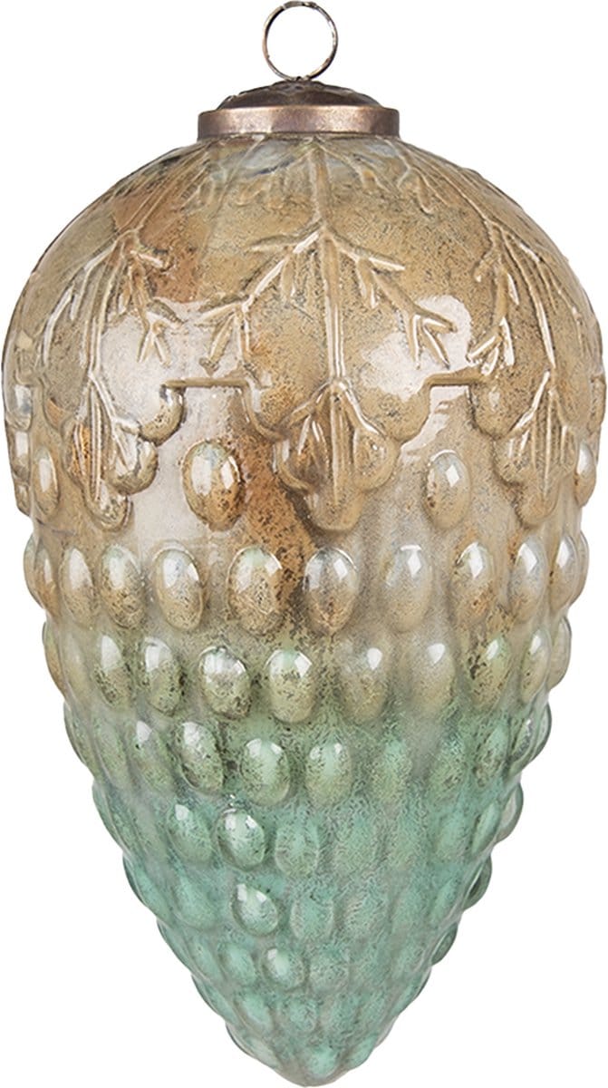 Clayre & Eef Kerstbal XL Overig Ø 11 cm Turquoise Glas Kerstballen