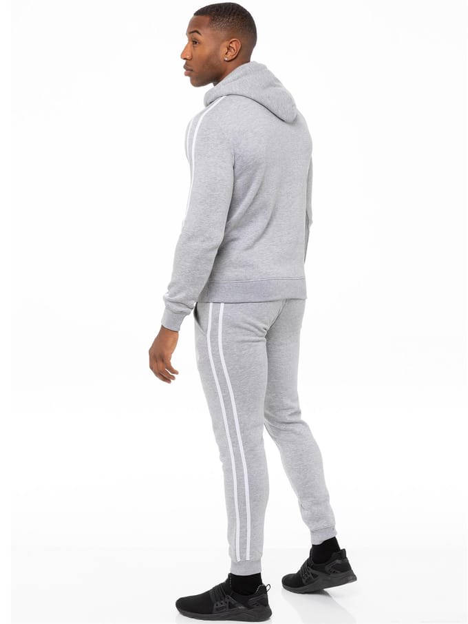 Enzo | Heren Zip Up Tape Hoodie Tracksuit Set - Grijs