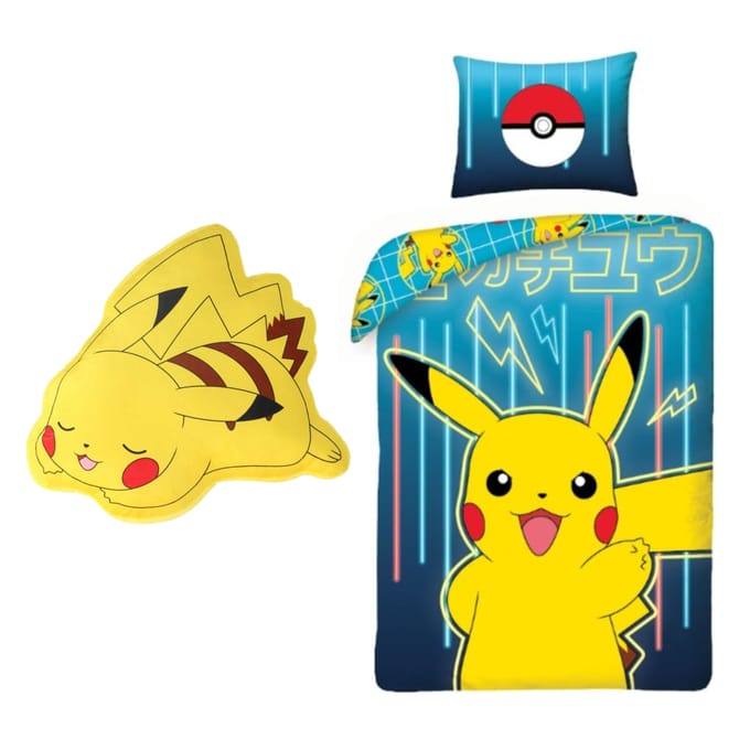 Pokemon slaapkamerset; dekbedovertrek en kussen