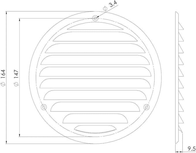 Ventilatierooster - Afdekrooster Muggengaas - Ventilatie Beveiligen - Duurzaam Metaal - 125mm Diameter - Wit
