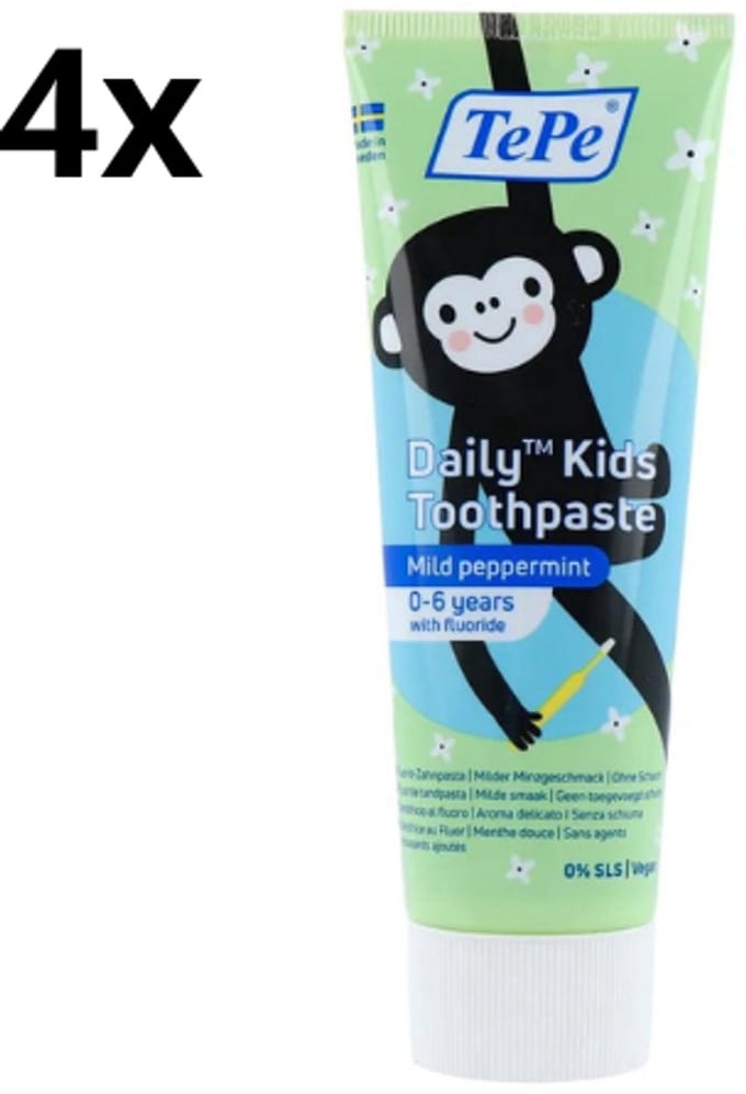 TePe Daily Kinder Tandpasta - 4 x 75 ml - Voordeelverpakking