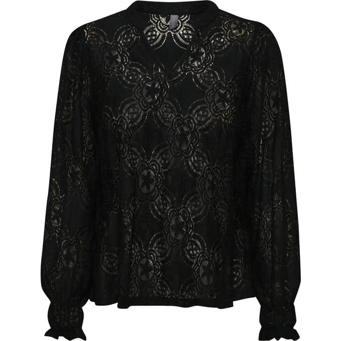 Blouse met lange mouwen Relaxed fit Blac