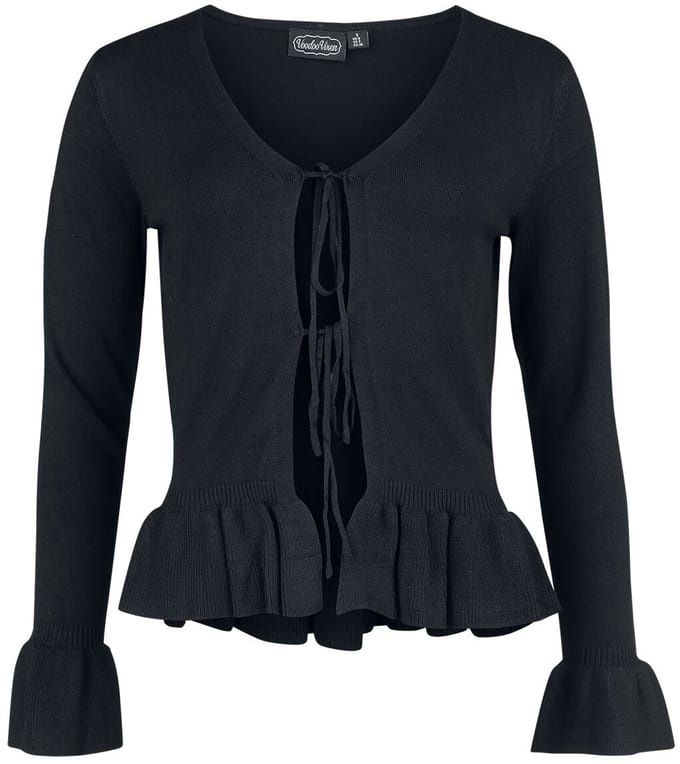 Voodoo Vixen Tie Front Ruffle Cardigan Cardigan zwart M Viscose -