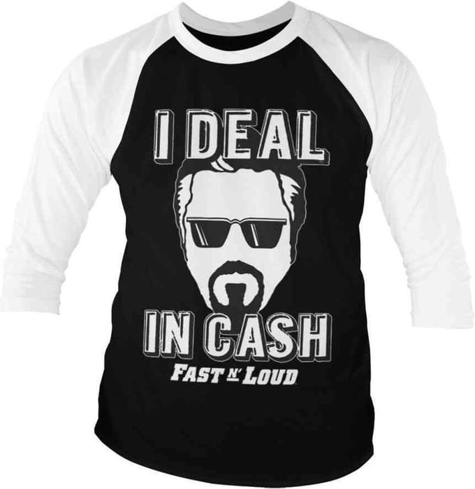 Fast N' Loud Raglan top -S- I Deal In Cash Zwart/Wit