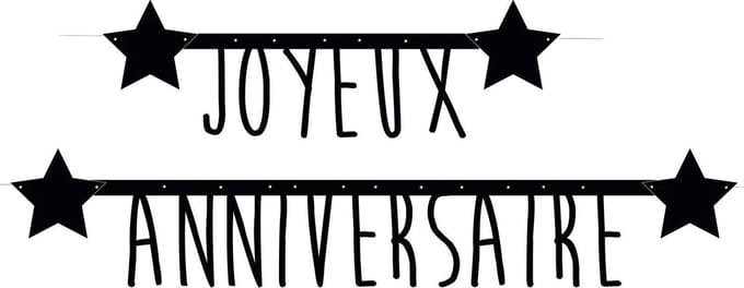 PARTYPRO - Zwarte slinger Joyeux Anniversaire 1,60 m