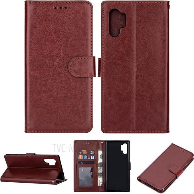 Bookcase Geschikt voor: Samsung Galaxy Note 10 Plus - Bookcase Bruin - portemonnee hoesje