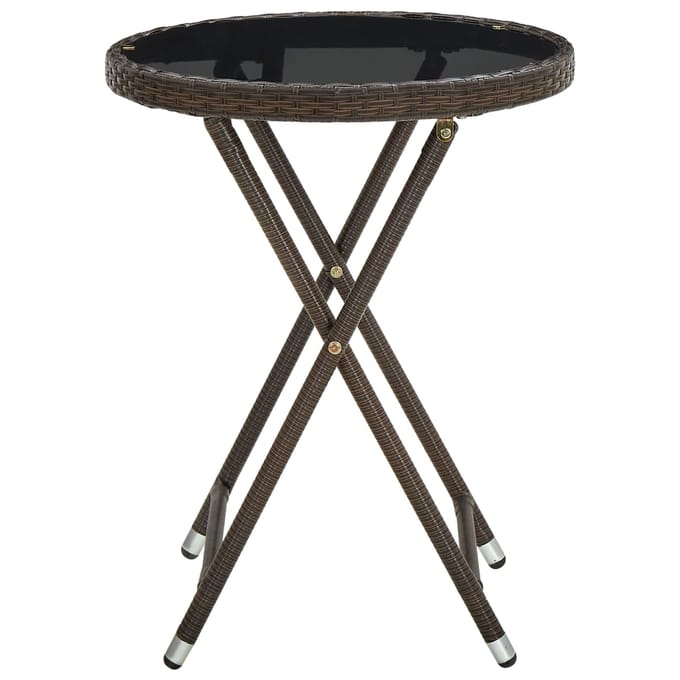 vidaXL - Salontafel - 60 - cm - poly - rattan - en - gehard - glas - bruin
