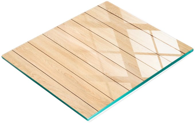 Keuken serveerplank van gehard glas met afbeelding, hout, 60x52 cm
