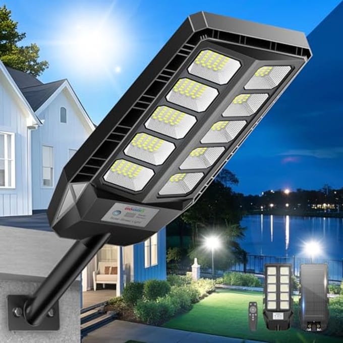 2000W LED Buiten Zonnelamp met Afstandsbediening - IP66 Waterdicht en Bewegingssensor