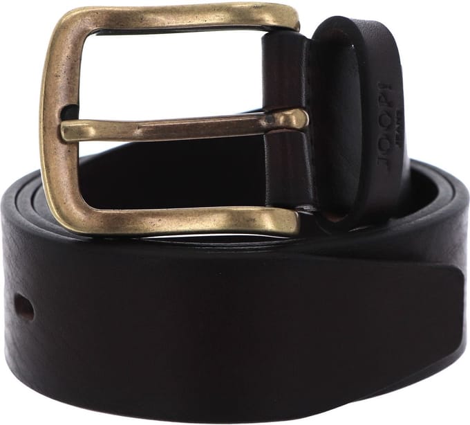 JOOP! Leren Riem Jeans Belt 4,0 CM W85 D`Brown-Messing Donkerbruin