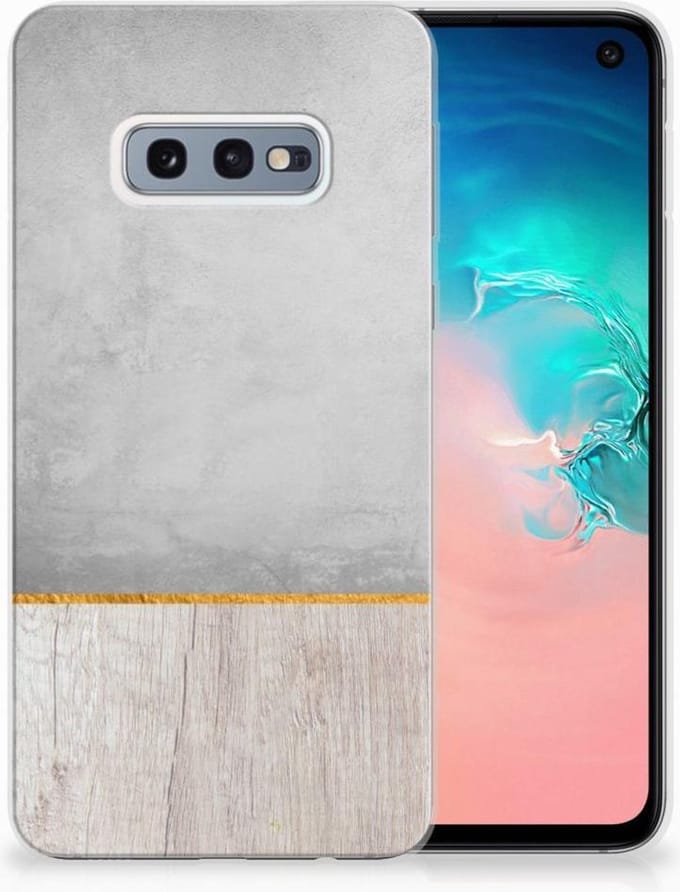 Samsung Galaxy S10e Bumper Hoesje Wood Concrete