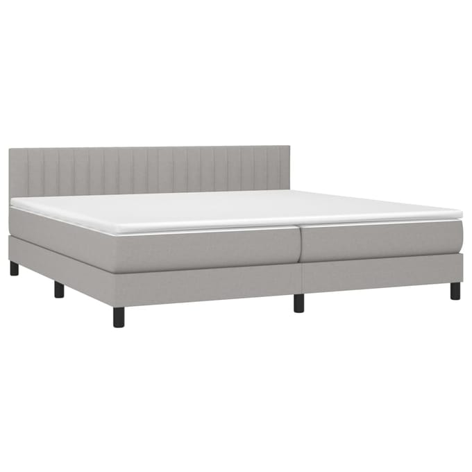 vidaXL - Boxspring - met - matras - en - LED - stof - lichtgrijs - 200x200 - cm