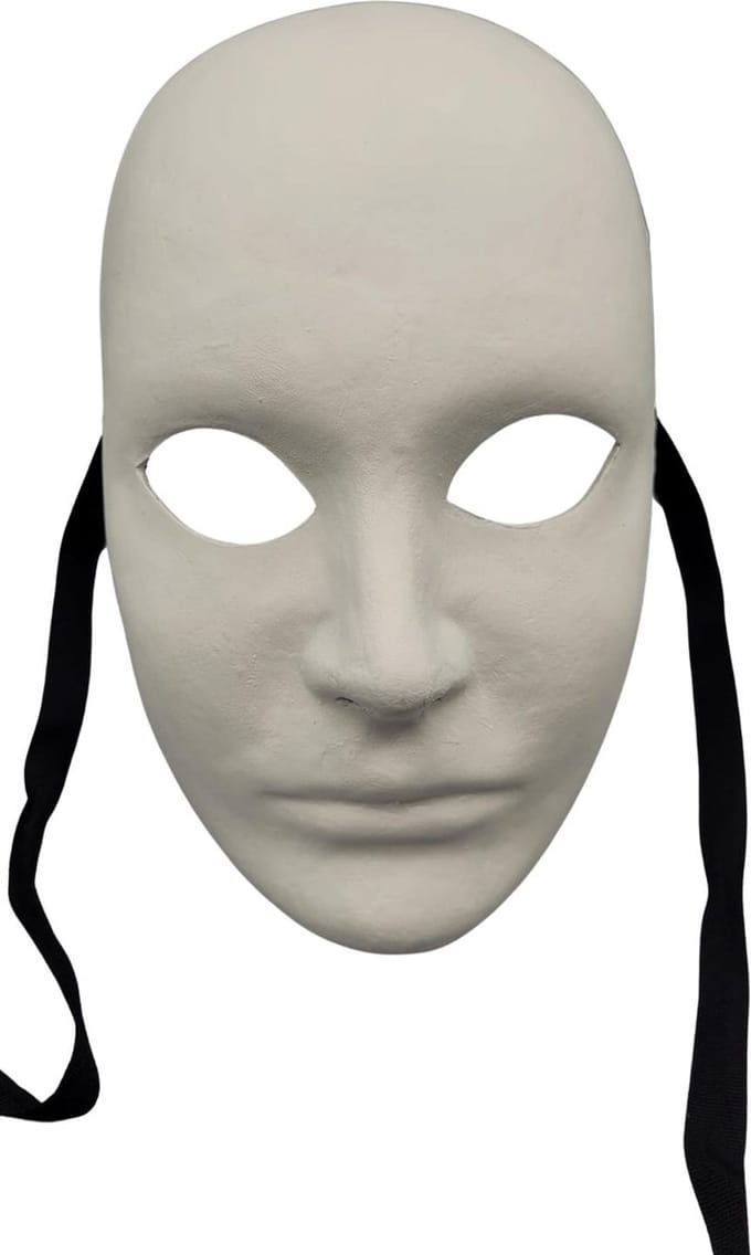 Wit masker - Papier-maché om te schilderen - Handgemaakt