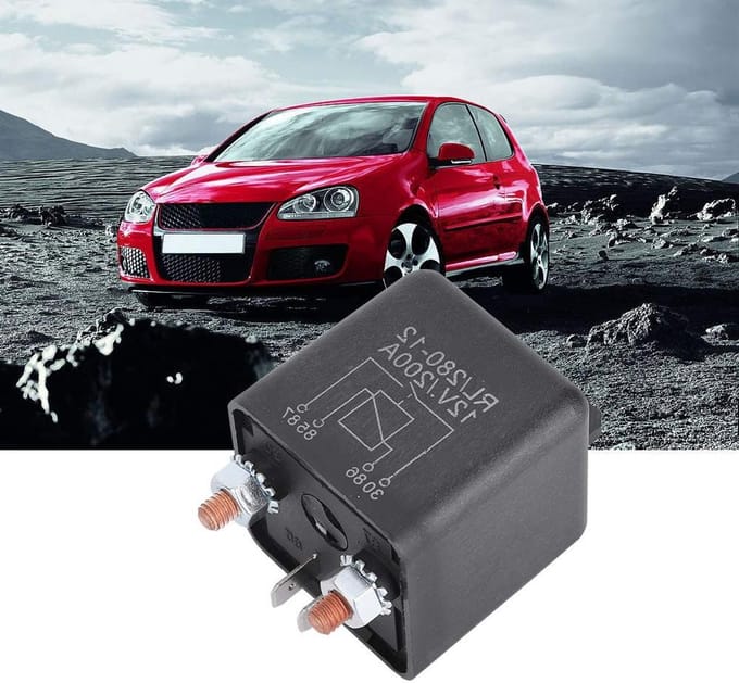 Startrelais 12V - Schakelrelais Relais - Auto Starten - 4-Pin Normaal Open - 200A - Zwart