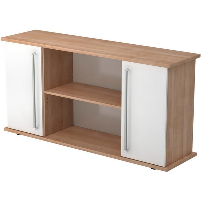 KAPA SB | Dressoir | met deuren - Walnoot/Wit Chrome metaal handgreep