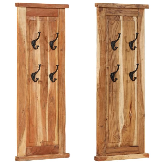 vidaXL - Kapstokken - 2 - st - 38x100 - cm - massief - acaciahout