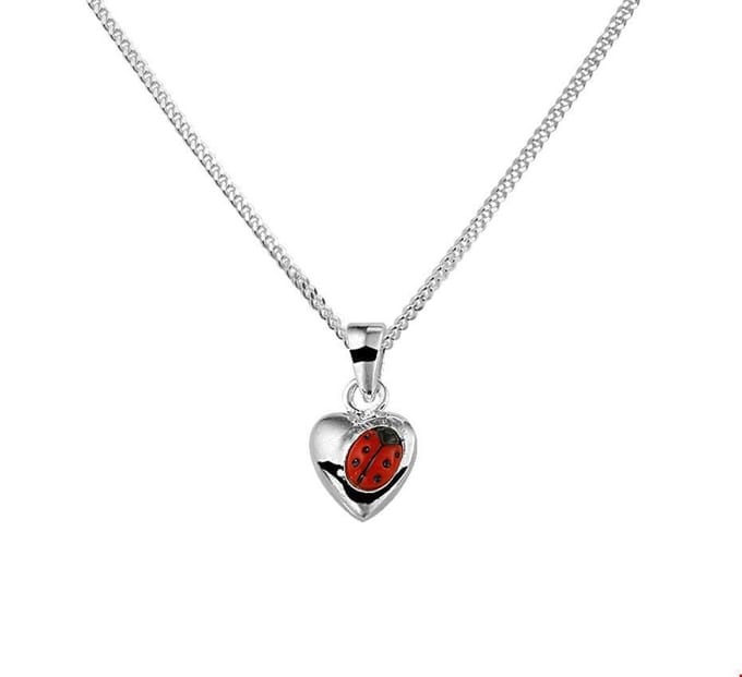 Zilveren Collier hartje lieveheersbeestje 36 + 4 cm - 1322496