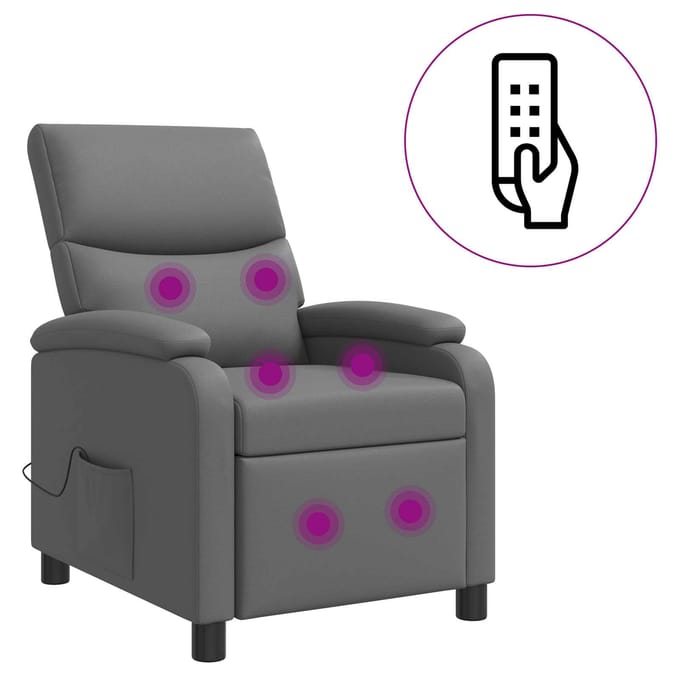 vidaXL - Massage - Relaxstoel - Grijs - Kunstleer