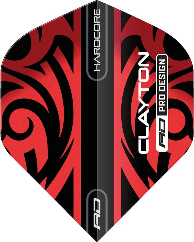 Red Dragon Jonny Clayton Hardcore Red & Black Tribal - Dart Flights