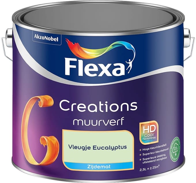 Flexa - Creations Muurverf Zijdemat - Vleugje Eucalyptus - Mengverf - 2,5 L