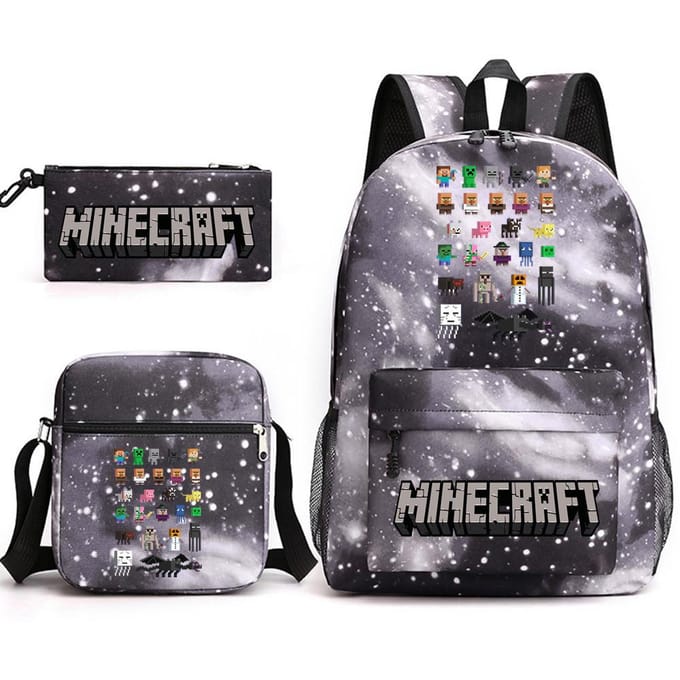 Minecraft Schooltas Game Merchandise Student Grote Capaciteit Print Drie Delige Schooltas Mannen En Vrouwen Three-piece set