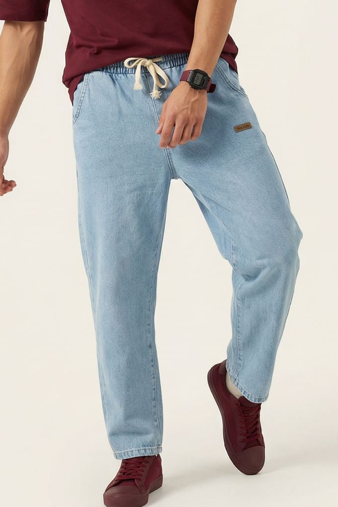 Elastische Taille Denim Broek