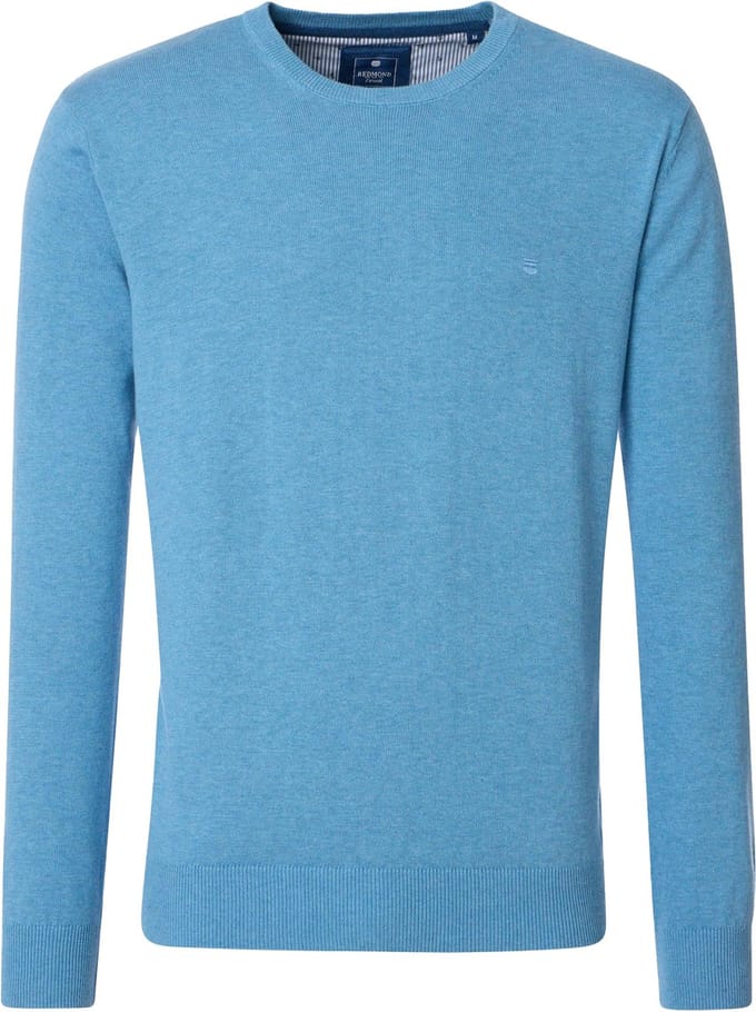 Redmond heren trui katoen - O-hals - blauw (middeldik)