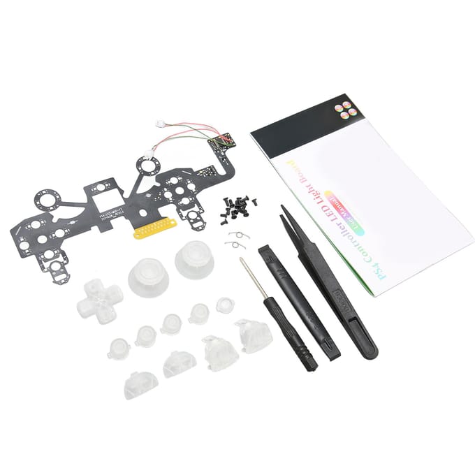 Verlichte D-Pad Face Buttons 8 Kleuren 19 Modi DIY Vervanging LED Knoppen Kit voor PS4 Controller black