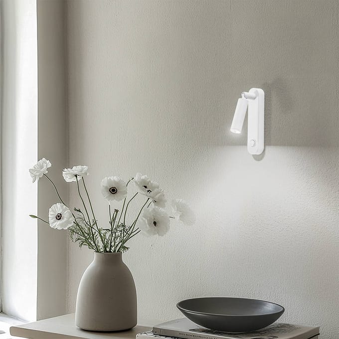 TK Lighting Wandlamp Enzo Long, wit, metaal, 22 cm, verstelbaar, G9