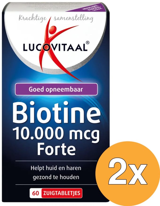 2x Lucovitaal Biotine 10.000mcg Forte (60 zuigtabletten)