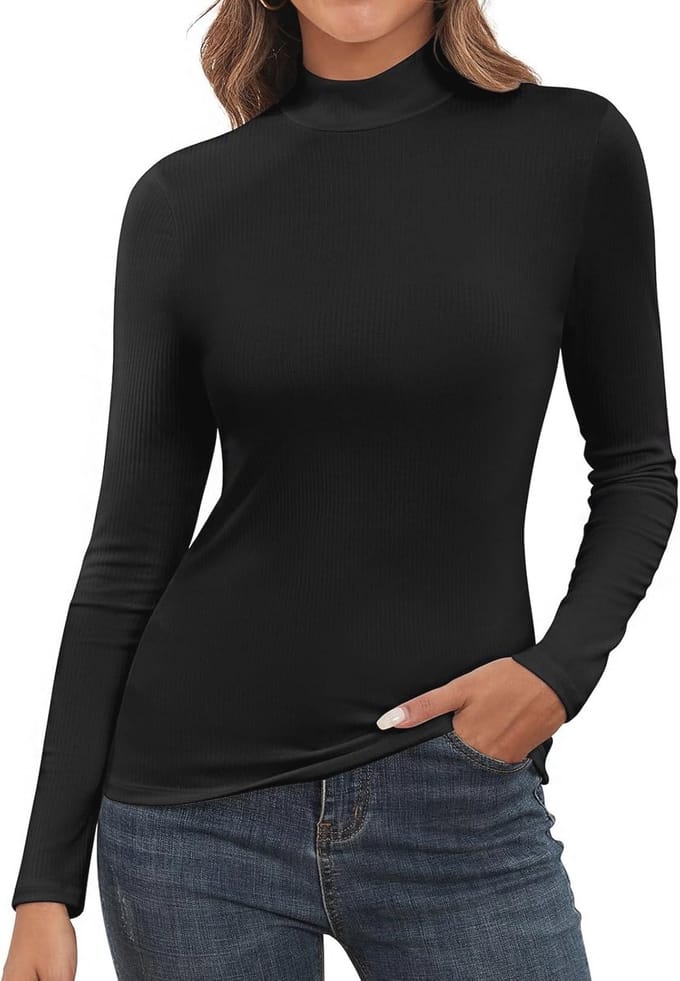 Coltrui Dames Hoge Kraag Pullover Lange Mouw Gebreide Trui Effen Nauwsluitende Top