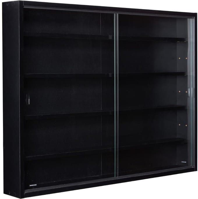 SVN® Vitrinekast met Glas - Vitrinekast Hangend - Vitrinekast - Zwart - 10cm x 80cm x 60cm