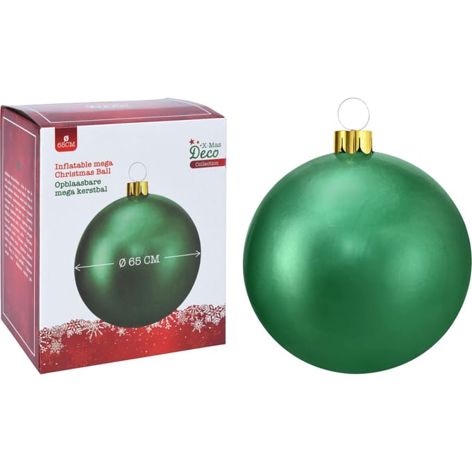 Christmas Decoration mega grote kerstbal - 65 cm - groen - opblaasbaar