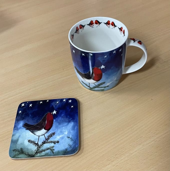 Alex Clark Mok & Onderzetter Set Kerst ~ Robin & Star