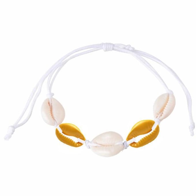 Fako Bijoux® - Schelpjes Armband - Wit - 2x Geel