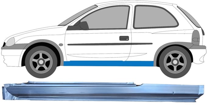 Volledige dorpel voor Opel Corsa B 1993-2001 / Links