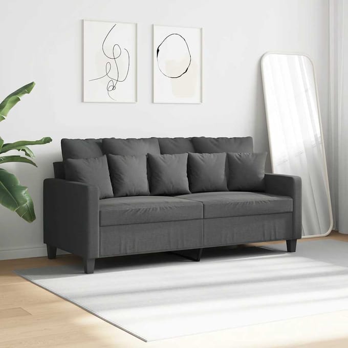 vidaXL - Tweezitsbank - 140 - cm - stof - donkergrijs