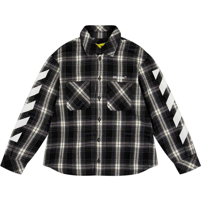 Off White Jongens Geruite Regular Shirt (Zwart/Wit)