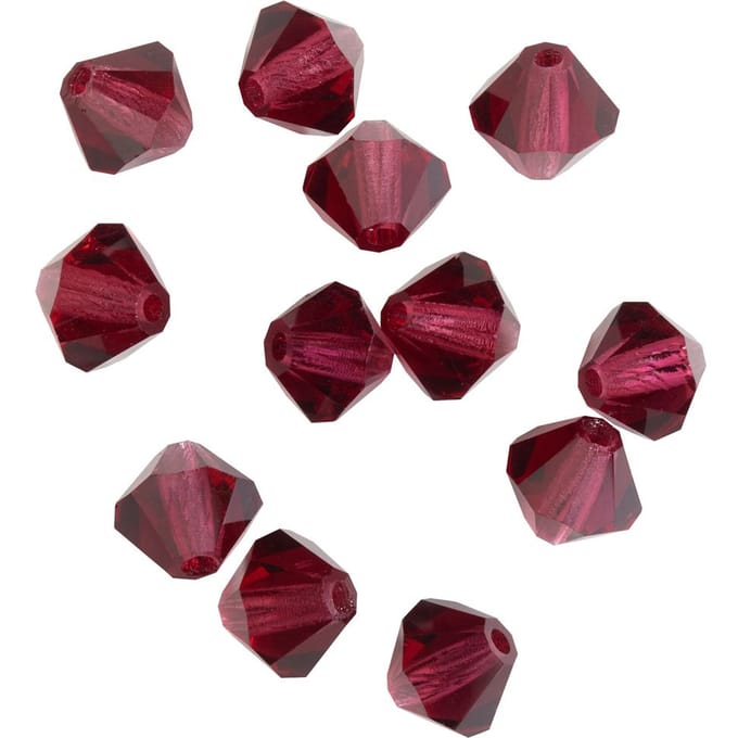 Glas geslepen glitterkralen, 6 mm - Fuchsia