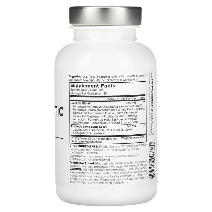 Codeage, Amen, probiotique SBO, 50 milliards d'UFC, 60 capsules végétales